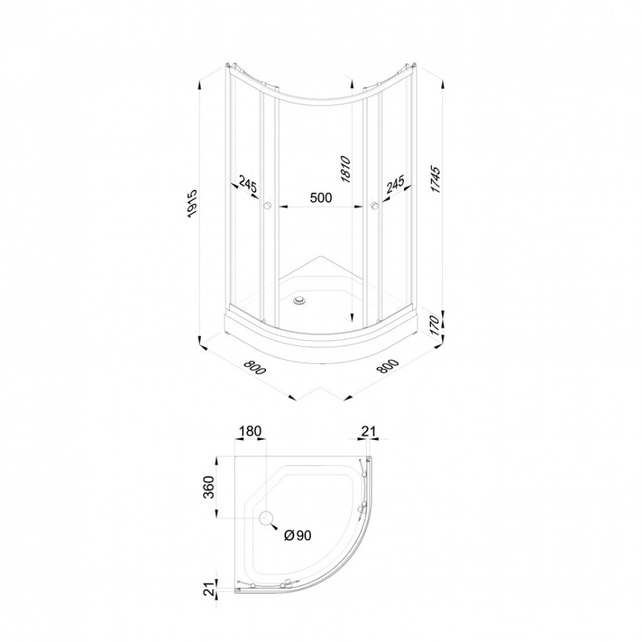 Triton Душевое Ограждение Ультра 80*80 А Щ0000061784