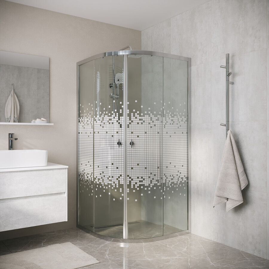 Душевое ограждение Niagara Eco NG-1001-14 (90х90х190) четверть круга,раздвижное,хром,стекло мозаика,1 место