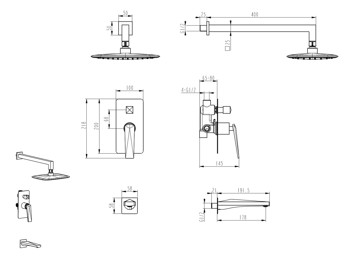 Душевая система с изливом Boheme Venturo Хром 374-2