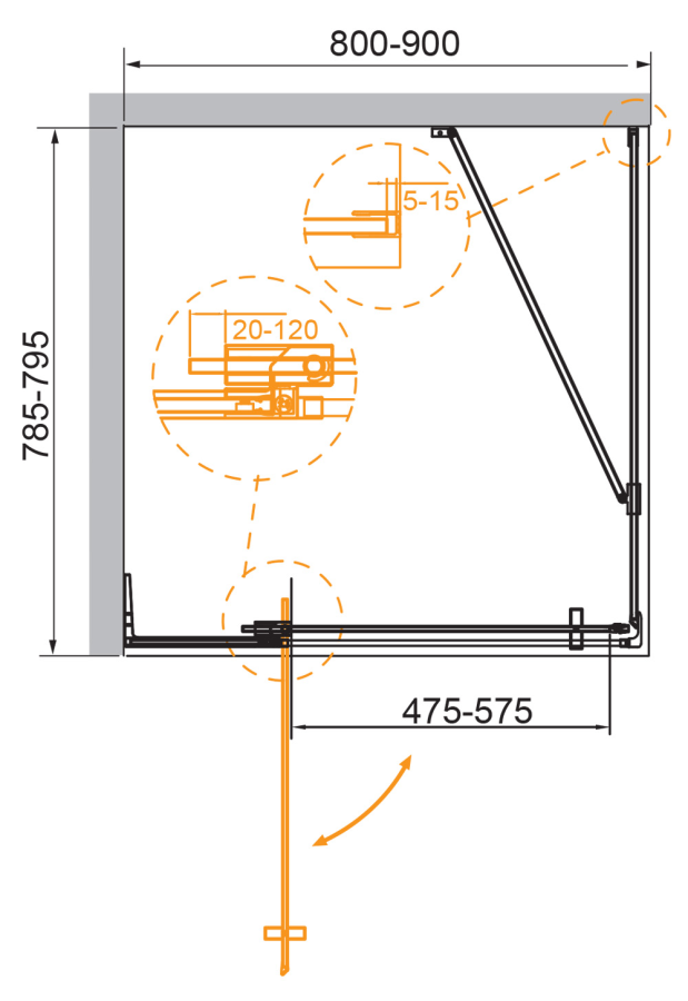 Cezares Slider душевой уголок 80х80/90 см SLIDER-AH-1-80-80/90-BR-Cr