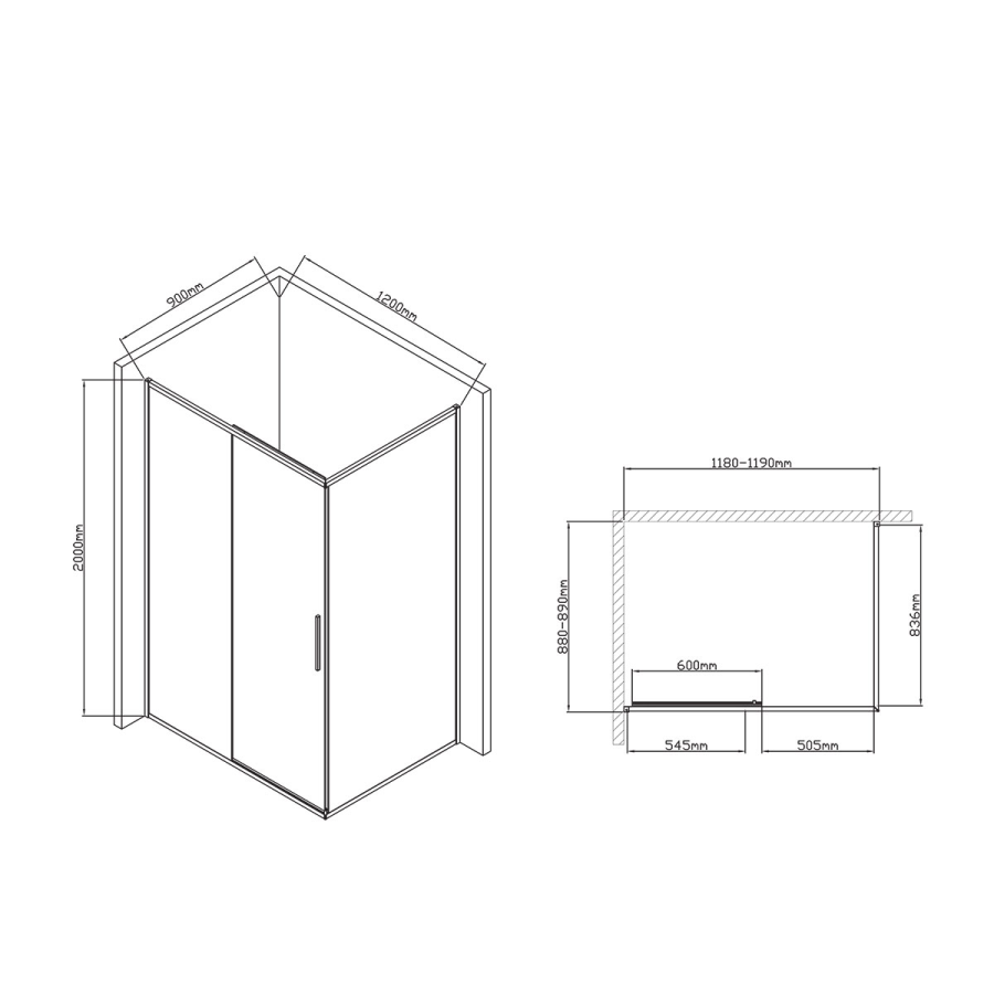 Vincea Slim-U душевой уголок 120х90 см черный VSR-2SU9012CLB