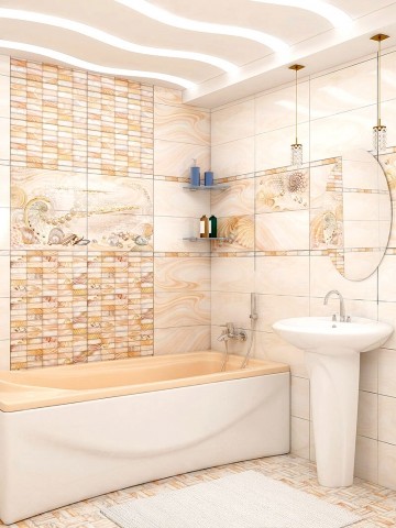 Уралкерамика Жемчуг 50х100см декор-панно нстенный из 4 шт 