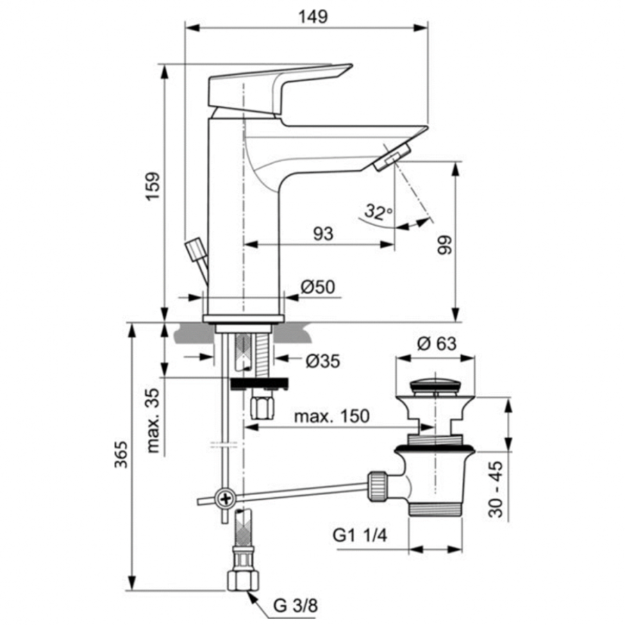 Ideal Standard Tesi смеситель для раковины A6557AA