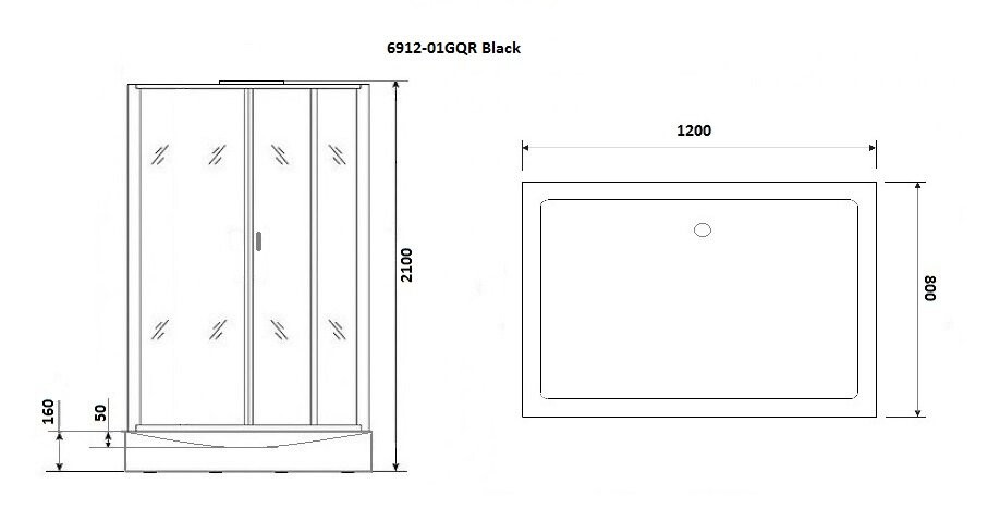Niagara NG 6912-01GQL Black Душевая кабина 120x80 Левый угол 69120134GQLBLACK