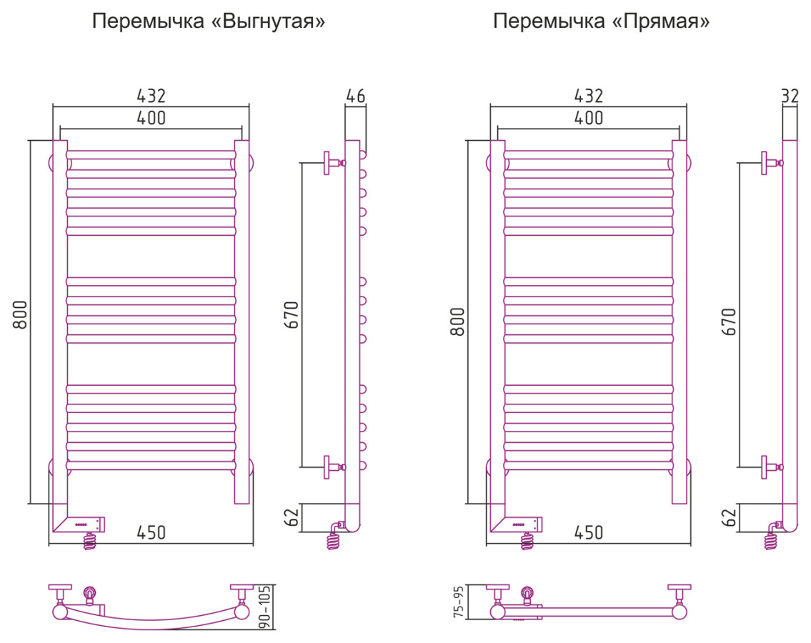 Сунержа Богема 2.0 полотенцесушитель электрический 800*400