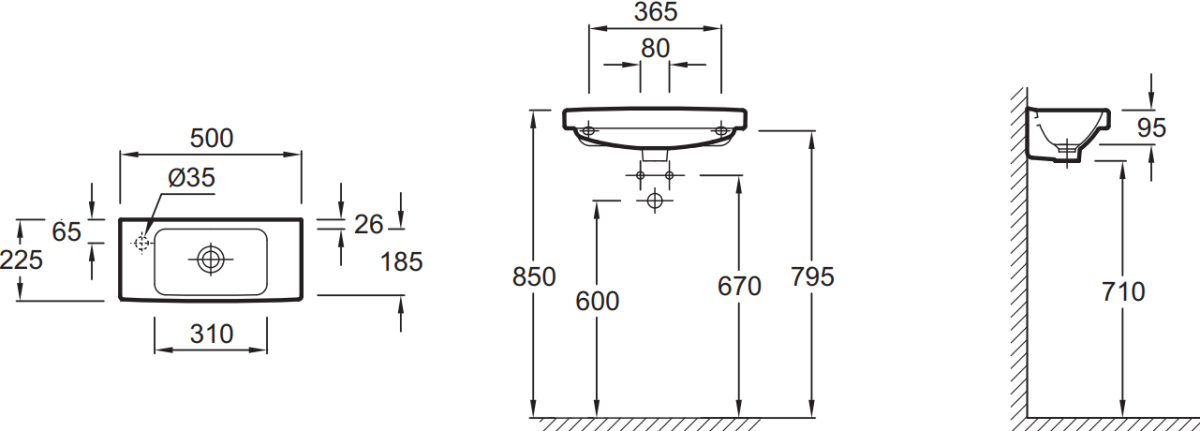 Jacob Delafon Odeon Up E4701L-00 раковина подвесная L 50 см