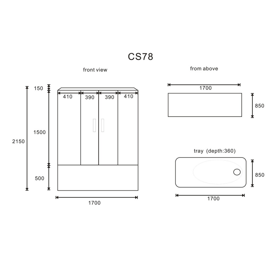 Душевая кабина Loranto CS 78-3 А 170x85x215 с тропическим душем, раздвижная дверь, черный профиль (CS00054501)