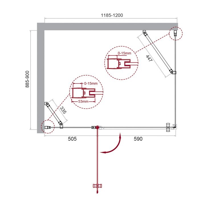 BelBagno душевое ограждение ETNA-AH-12-120/90-C-Cr 120х90х195