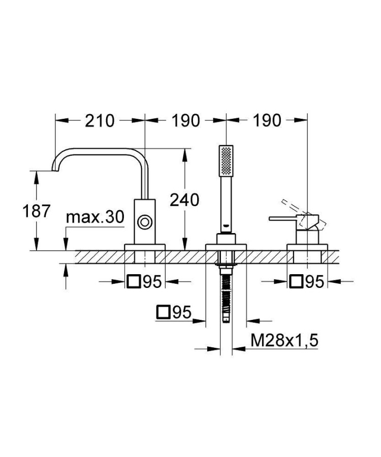 Grohe Allure 19316000 смеситель на борт ванны хром