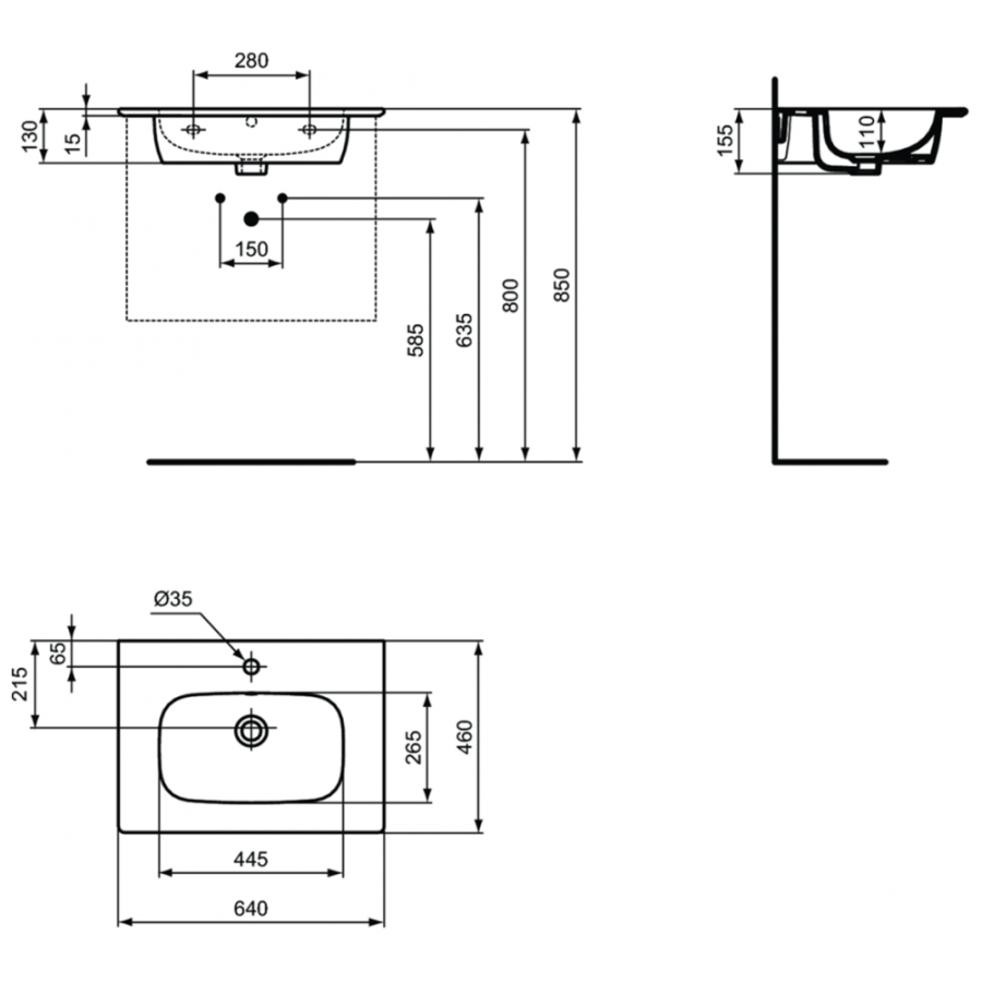 Ideal Standard i.life раковина 64х46 см T461901