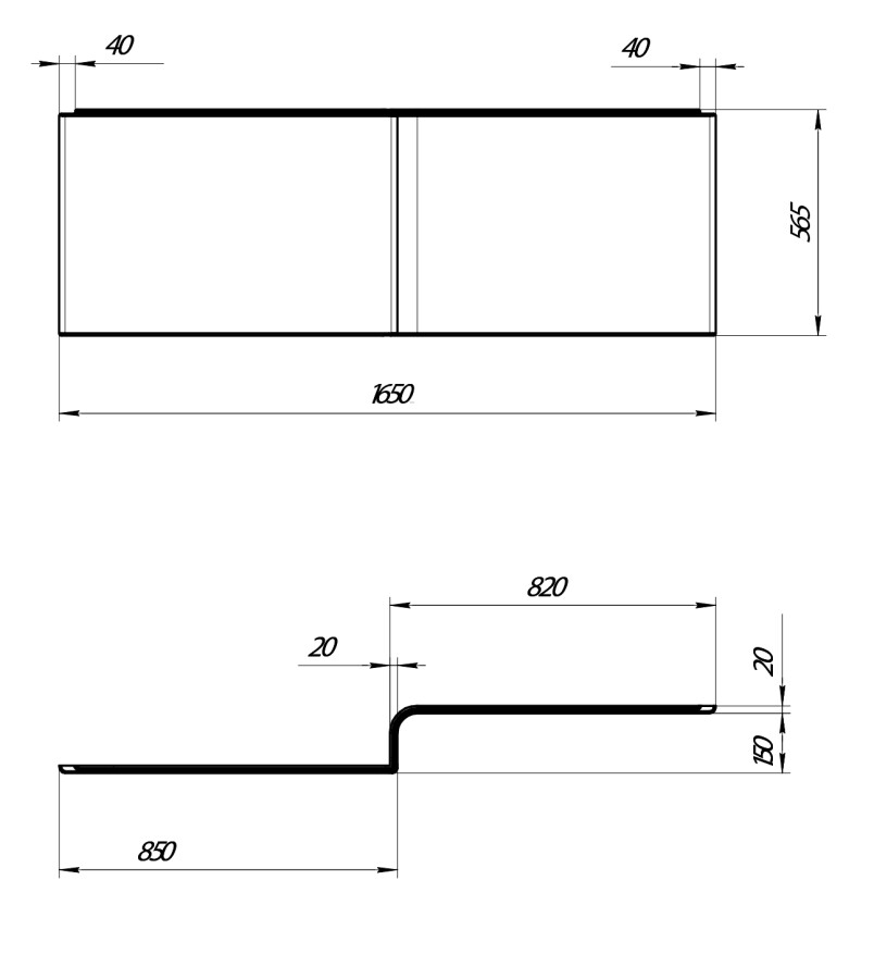 Marka One Linea 165 R панель лицевая для ванны 02лин16585п
