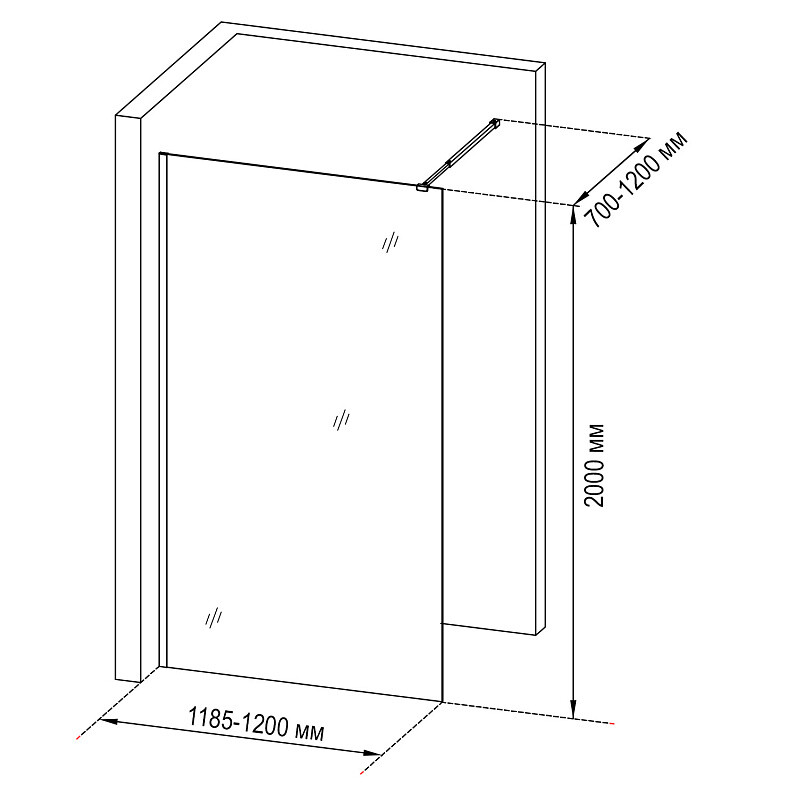 Душевая перегородка Loranto Sunway 120х200 профиль сатин CS-W04S-120