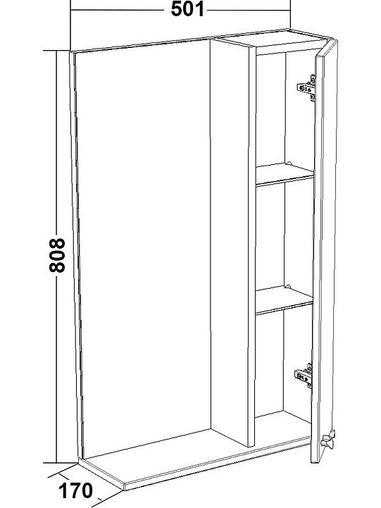 Triton Локо 50 зеркало со шкафчиком и полкой правое