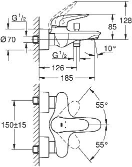 Grohe Eurostyle 23726003 смеситель для ванны хром