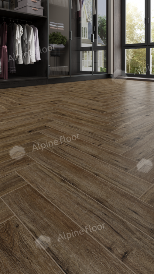 Ламинат Alpine Floor Herringbone 12 Pro, LF106-10A Дуб Бордо 606 х 101 х 12 mm