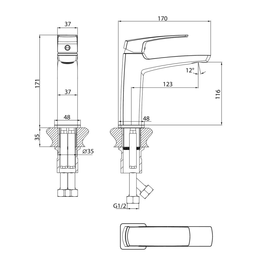 Смеситель для раковины Grossman Mercury 510.K35.10.100 хром глянцевый,1 место