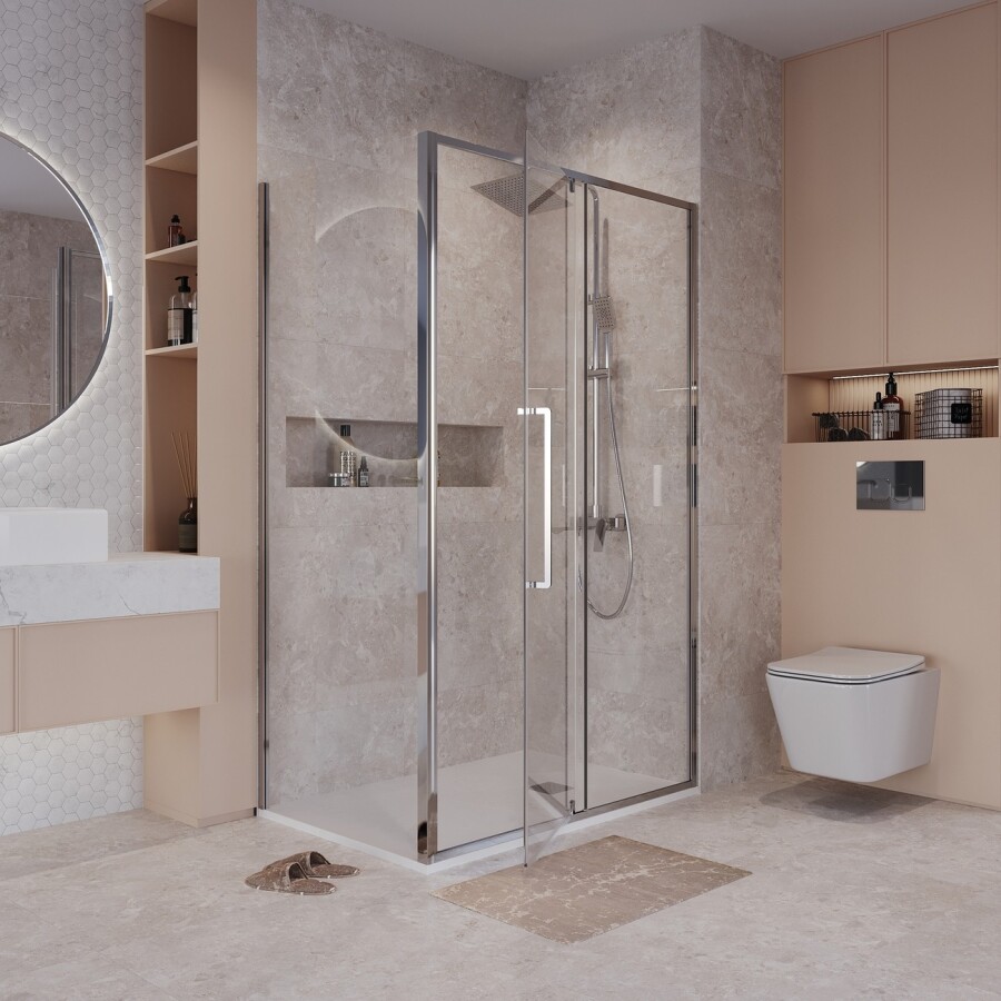 Боковая стенка Niagara Nova NG-A80-34 (80х195) хром,стекло прозрачное,1 место