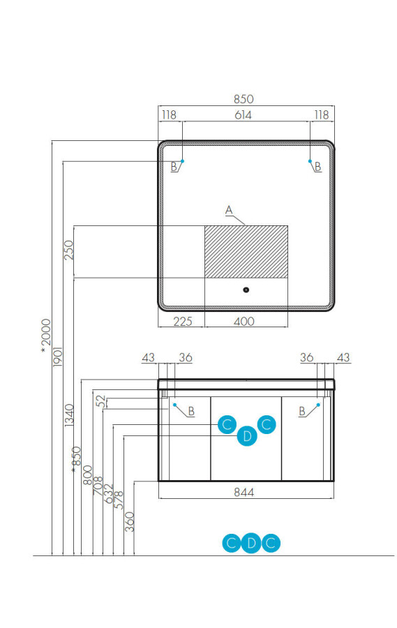 Акватон Шерилл 85 см тумба с раковиной 1A2088K1SH010 подвесная