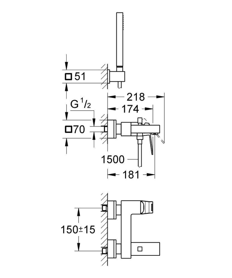 Grohe Eurocube смеситель для ванны 23141000