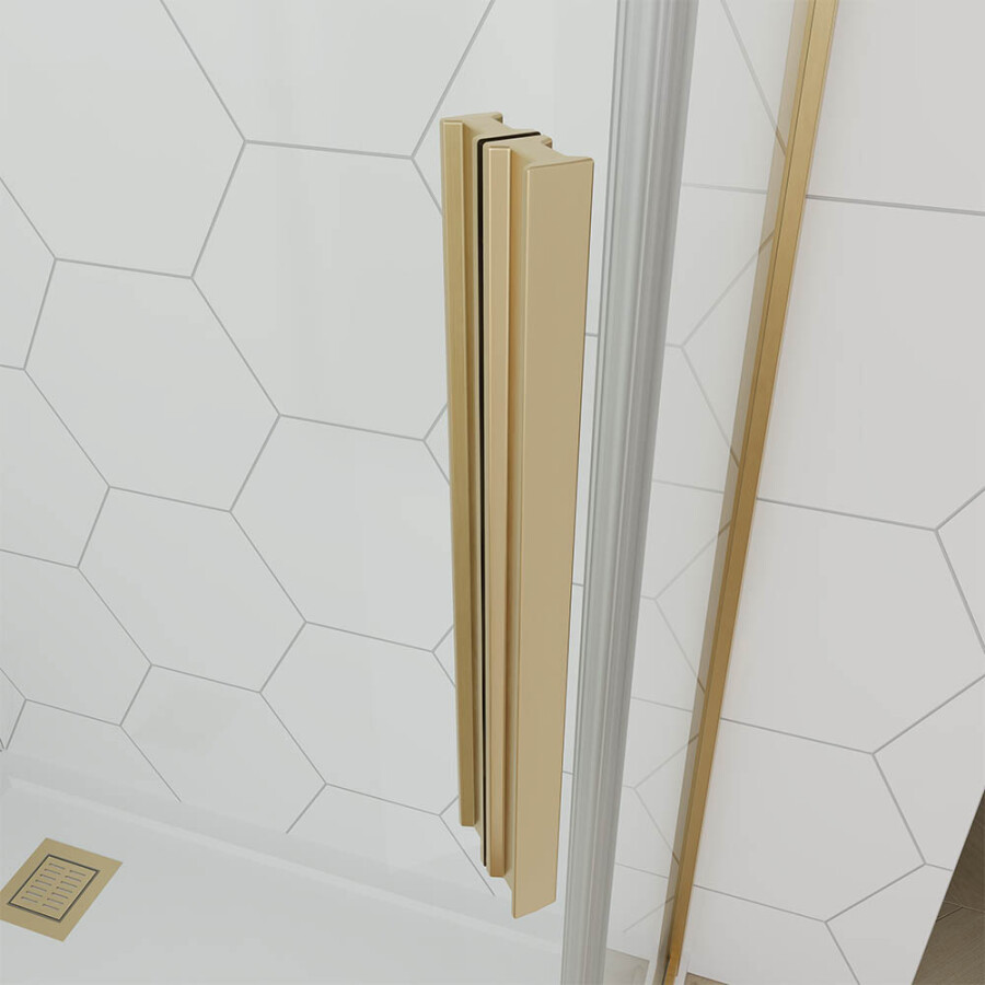 Душевой угол Veconi Ottimo P10 G (80×80×190) распашная, профиль брашированное золото, стекло прозрачное OP10G-8080-01-C9