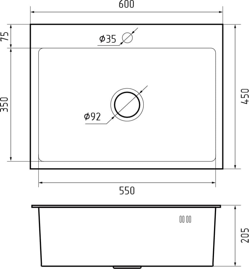 GranFest мойка для кухни 6045 нерж. сталь