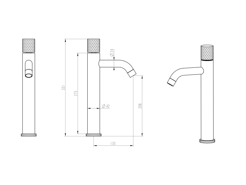 Смеситель для раковины высокий Boheme Stick ручка Spirale Brushed Bronze 122-BRB.4
