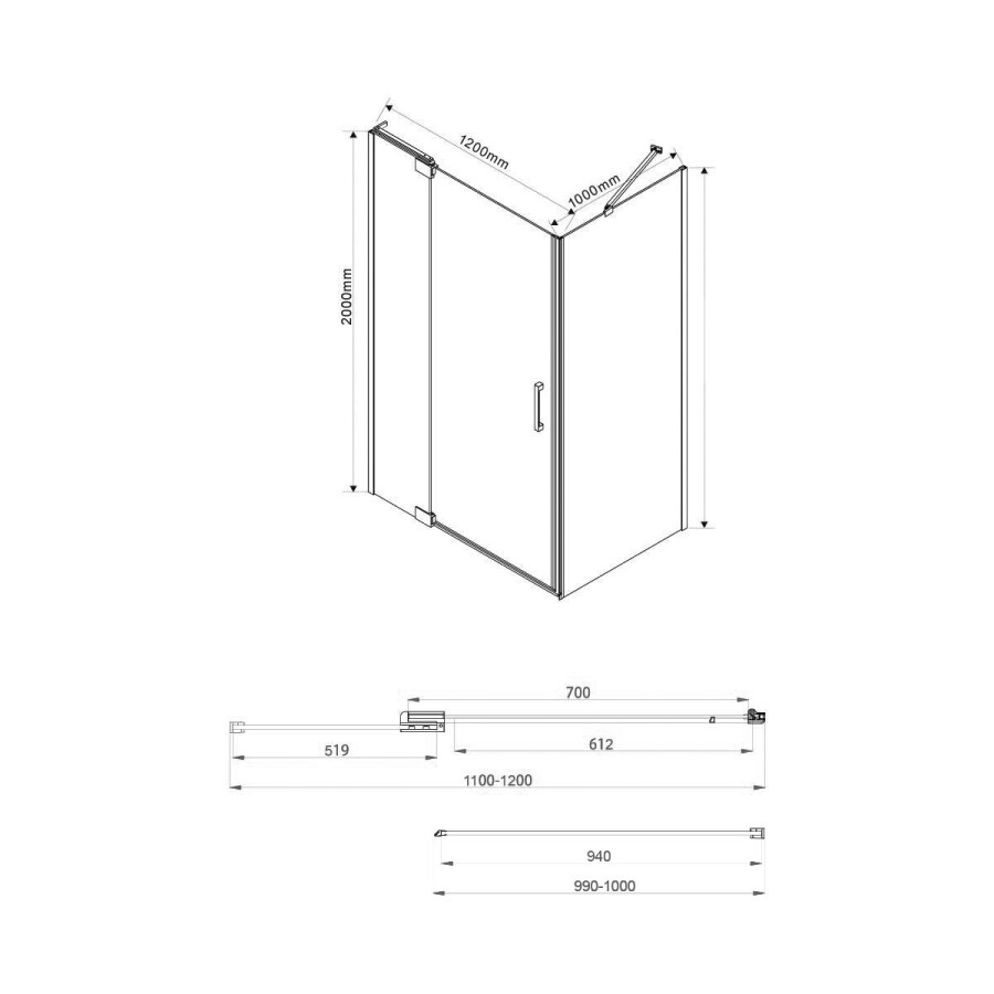 Vincea Extra душевой уголок VSR-1E111210CL 110/120×100 хром, стекло прозрачное