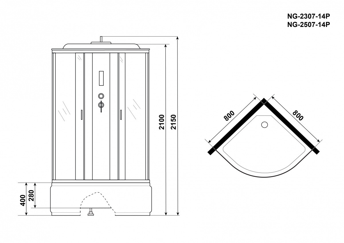 Niagara NG 2507-14F Душевая кабина 80x80 Электронная панель 25071434P