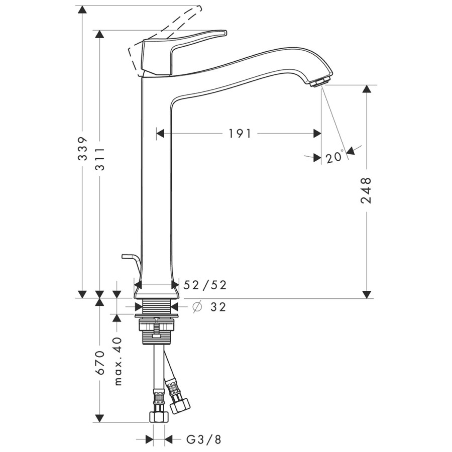 Hansgrohe Metris Classic 31078000 смеситель для раковины хром
