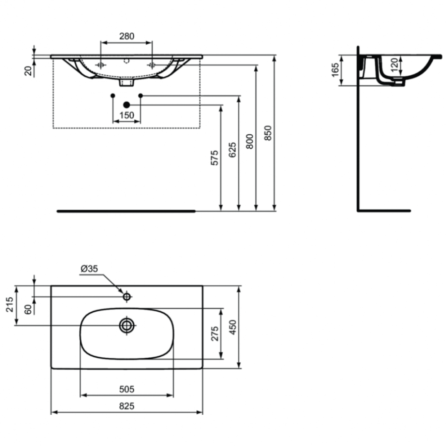 Ideal Standard Tesi раковина 80x45 T3509V1