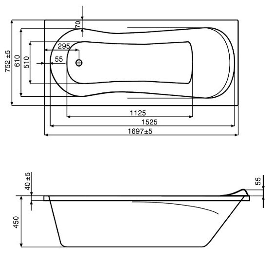 Jika Floreana XL 170*75 ванна акриловая прямоугольная