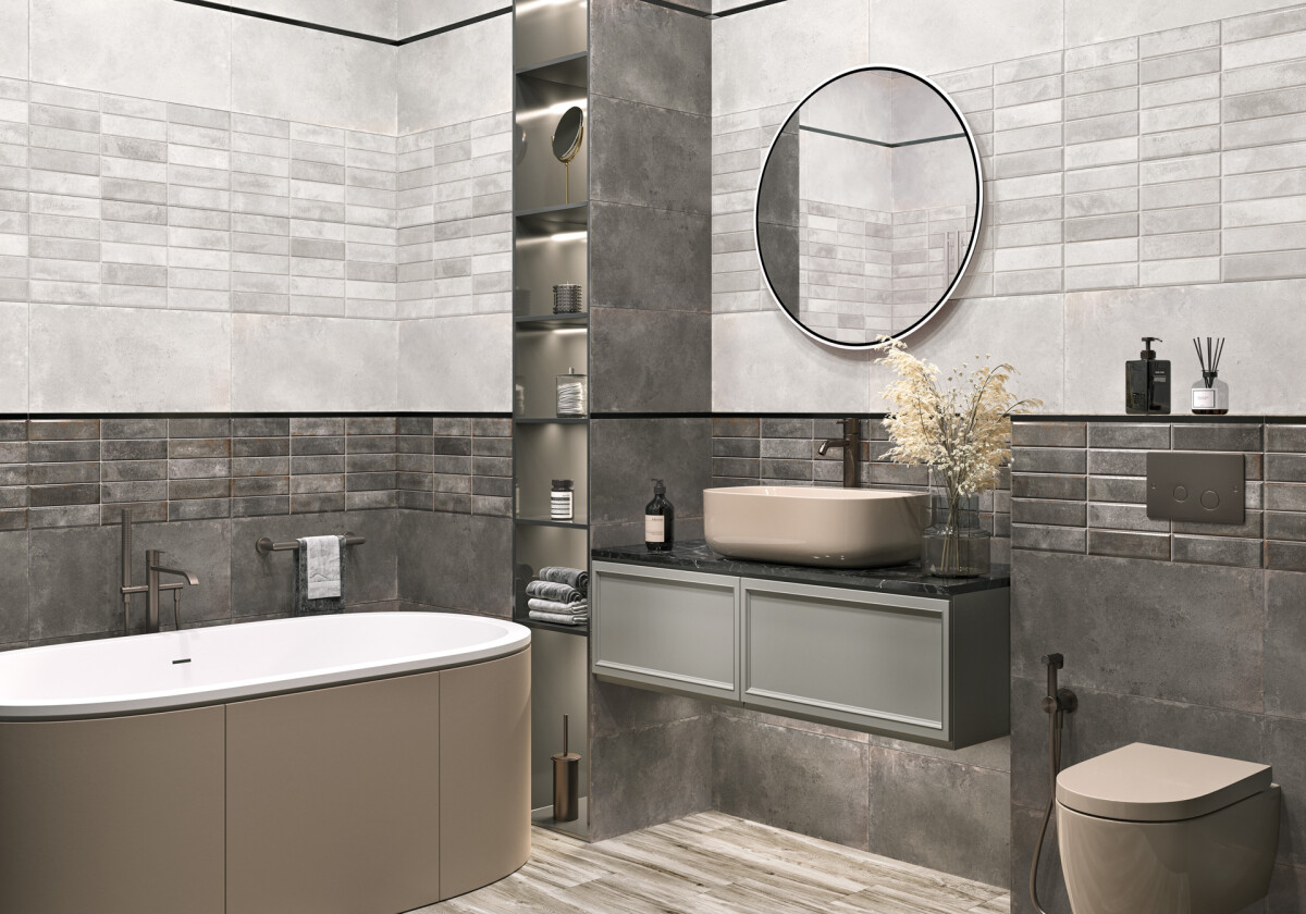 New Trend Эльбрус Брик темно-серый / Elbrus Brick Graphite Керамическая плитка настенная 300 x 600 x 9 WT36ELR17