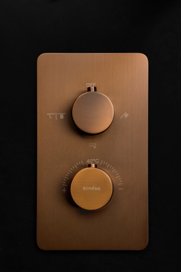 Смеситель встраиваемый с термостатом 3-х проходной Boheme Cell Thermo Brushed Bronze 134-3-BRB