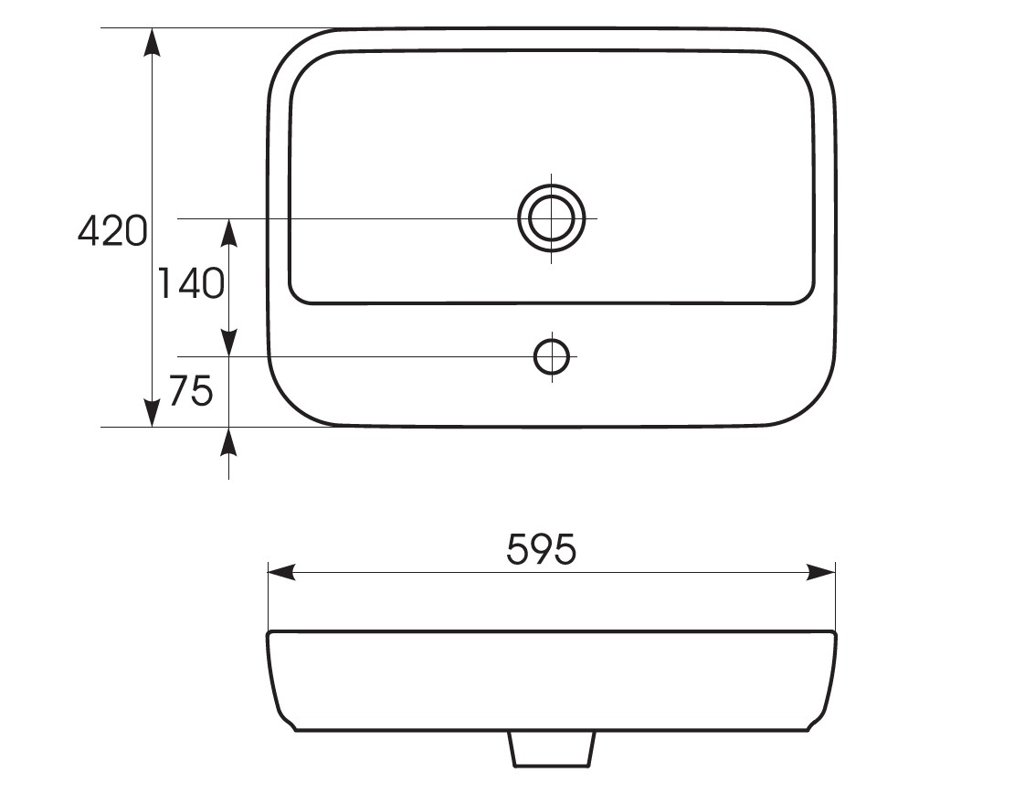 Cersanit Caspia Square 60 UM-CAS60/1-S раковина накладная