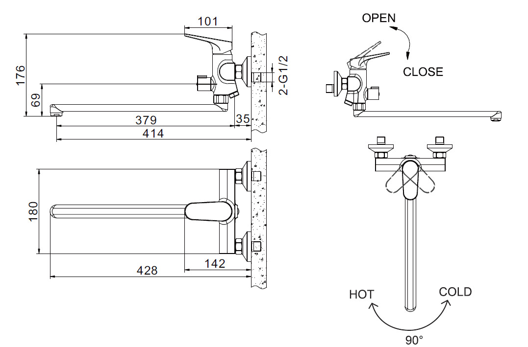 Bravat Eler F6191238CP-01L-RUS смеситель для ванны хром