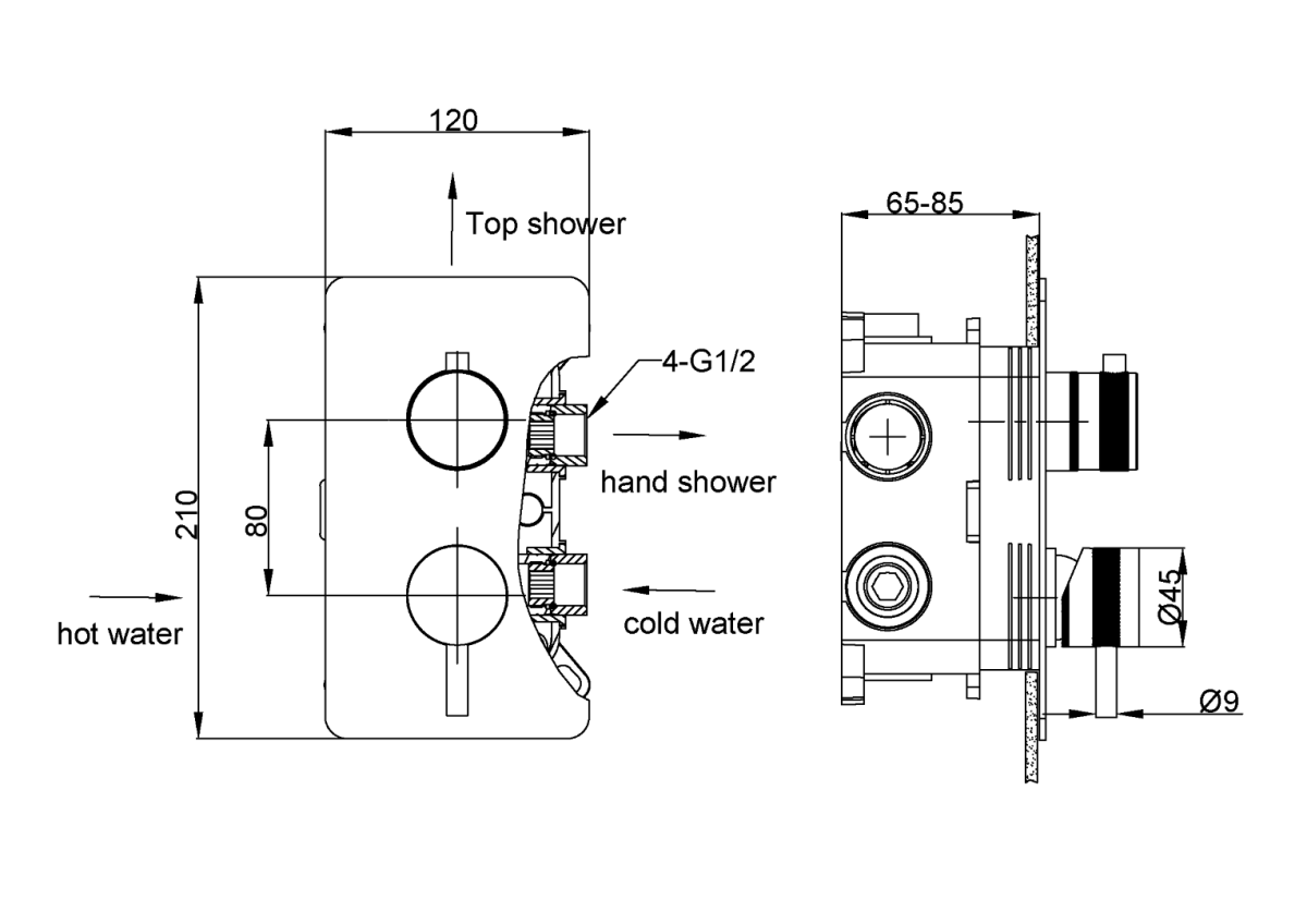 Смеситель встраиваемый 2-х проходной Boheme Cell Chrome135-2-CR