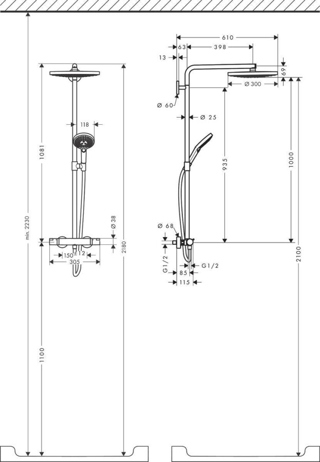 Hansgrohe Raindance Select S 300 2jet Showerpipe душевая система с термостатом хром 27133000