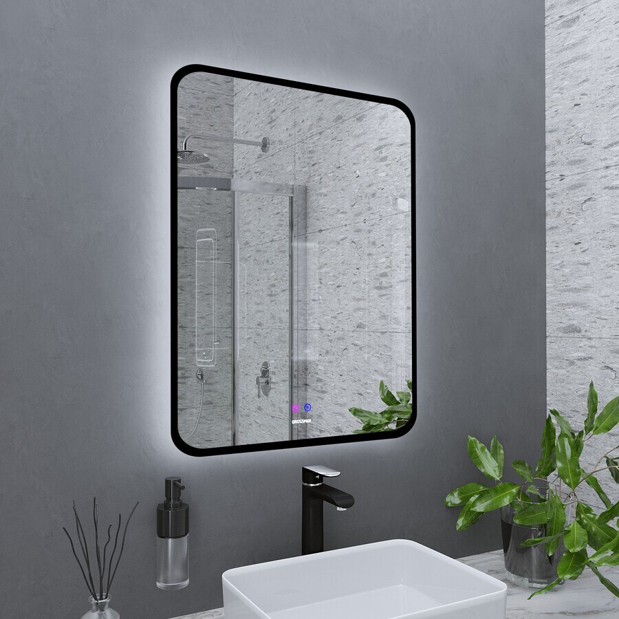 Зеркало Grossman ELEGANS-норма BLACK (700*800*45) LED с сенсорным выключателем и подогревом 1770802