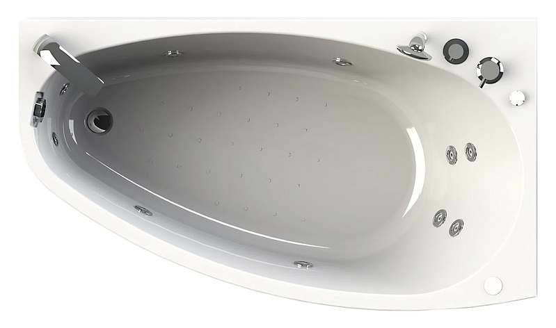 Radomir Орсини Cтандарт White 160x90 см ванна акриловая асиммеричная белая c гидромассажем правая -левая с каркасом