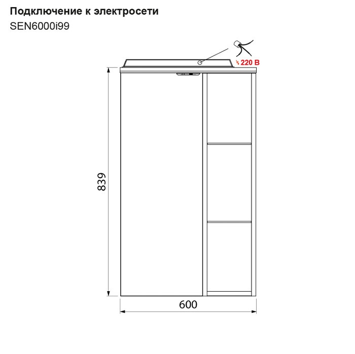 Зеркало-шкаф Iddis Sena 60*83,9 SEN6000i99