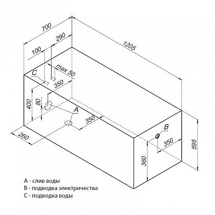 Aquanet West 120*70 ванна акриловая с каркасом 0205558