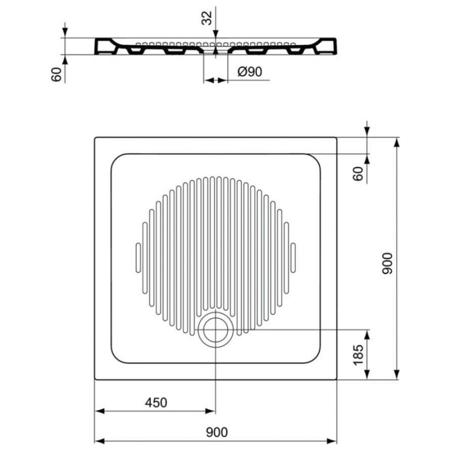 Ideal Standard Connect душевой поддон 90х90 T266201