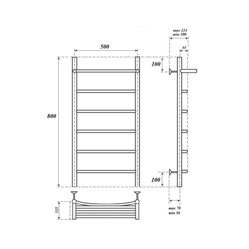 Point Афина полотенцесушитель электрический с полкой 50х80 PN04158PE