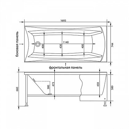 Aquanet Cariba 170*75 ванна акриловая прямоугольная