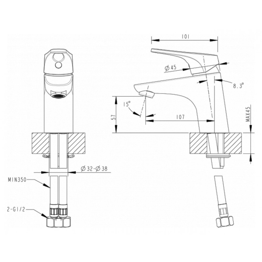 Bravat Drop-D F148162C смеситель для раковины хром 35 мм