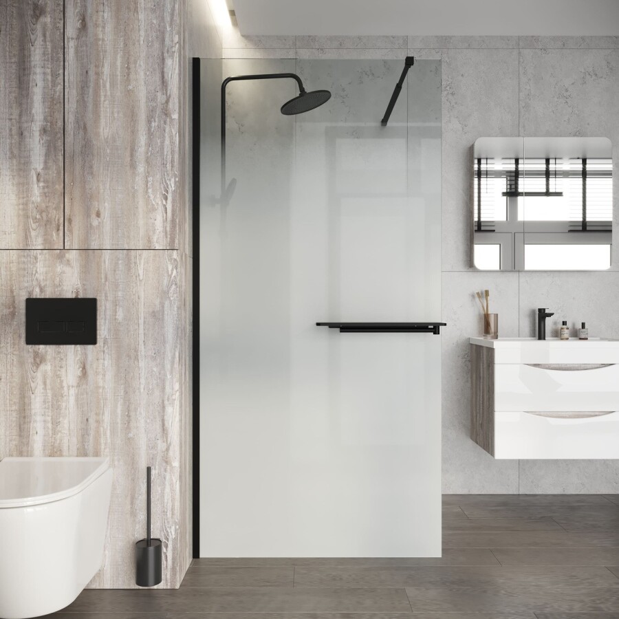 Душевая перегородка Niagara Nova NG-582-10BLACK (100х200) черный матовый,стекло белый градиент,1 место