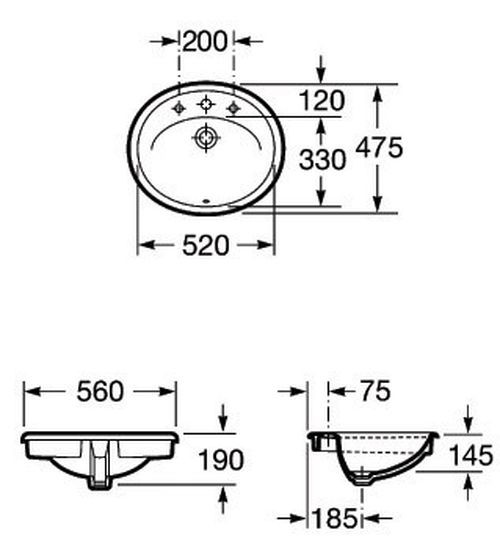 Roca Java 327863000 раковина встраиваемая 56 см