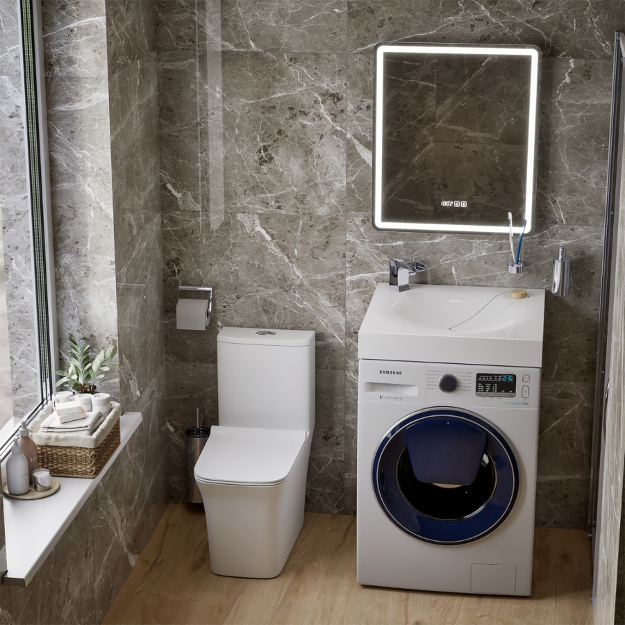 Mirsant Anna 60 раковина из литьевого мрамора над стиральной машиной УТ000101254