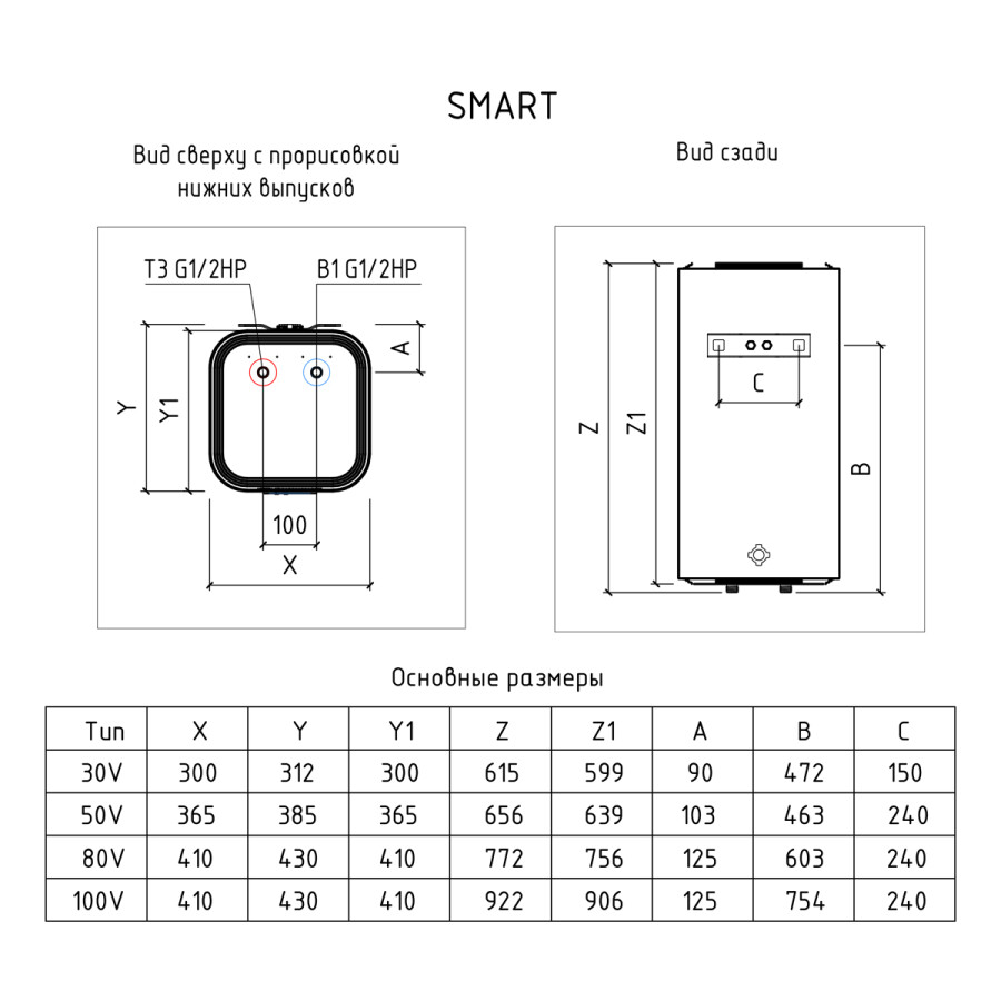 Водонагреватель аккумуляционный электрический бытовой Thermex Smart 50 V