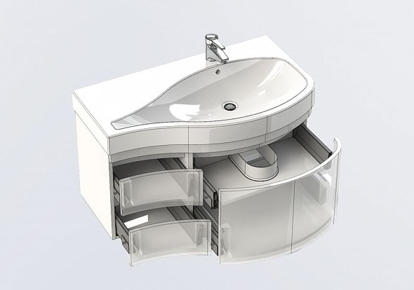 Aquanet Сопрано 95 тумба с раковиной 00213001 подвесная, правая